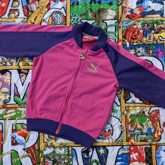 Pink and Purple Baby Tracksuit Set with Gold Embroidery - Picture 3 of 8